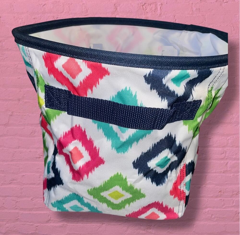 Thirty-One Mini Storage Bin Candy Corners Bloom Retired 8639A Navy Pink 11" Gift
